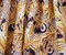 Purple-Yellow-Multi Abstract Whirl Leaf Pattern Printed Linen Woven Fabric By the Yard